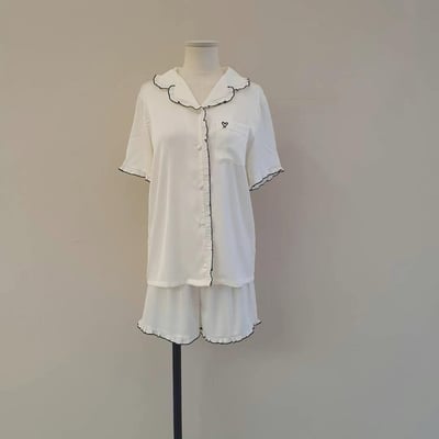 ♡正韓♡荷葉領刺繡愛心睡衣套組5