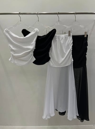 ♡正韓♡氣質抓皺上衣＋拚紗抓皺長裙22