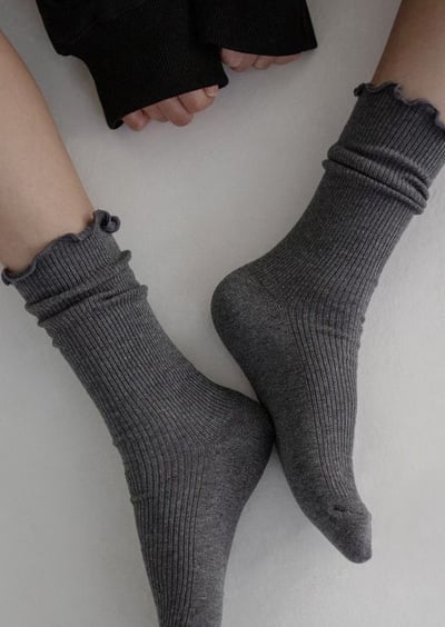 ♡正韓♡木耳捲邊堆堆襪1