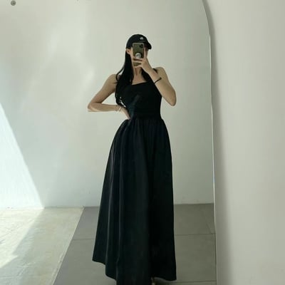 ♡正韓♡拼接有bra連身細肩帶洋裝5