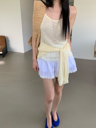 ♡正韓♡薄透拼接蕾絲兩件上衣5