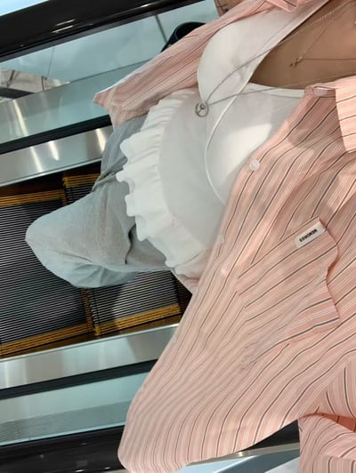 ♡正韓♡口袋直條紋襯衫9