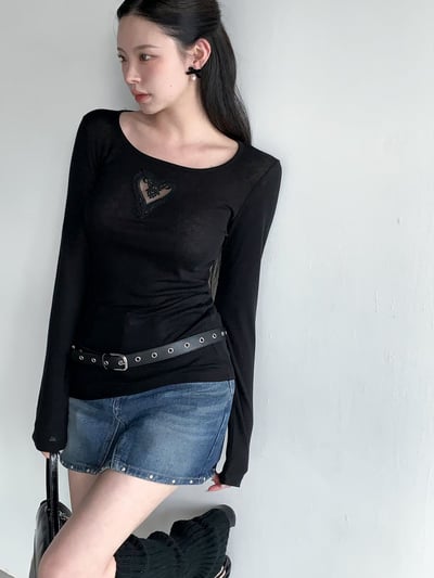 ♡正韓♡薄透蕾絲愛心簍空上衣8