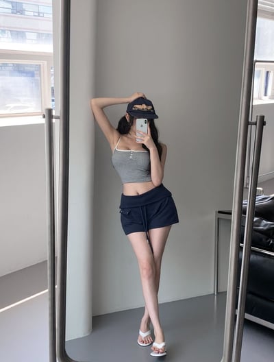 ♡正韓♡反摺腰頭抽繩短褲7