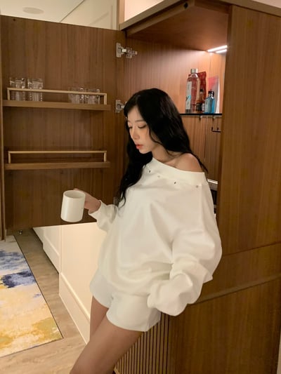 ♡正韓♡卯丁點斜肩休閒短褲套裝5