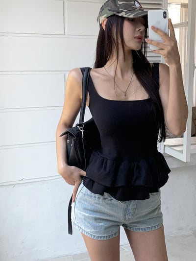 ♡正韓♡下襬裙擺背心上衣8