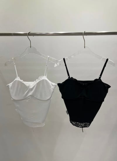 ♡正韓♡蕾絲抓皺緞帶細肩braTop12