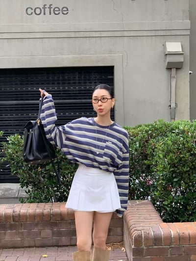 ♡正韓♡斜紋布挺版打褶褲裙7