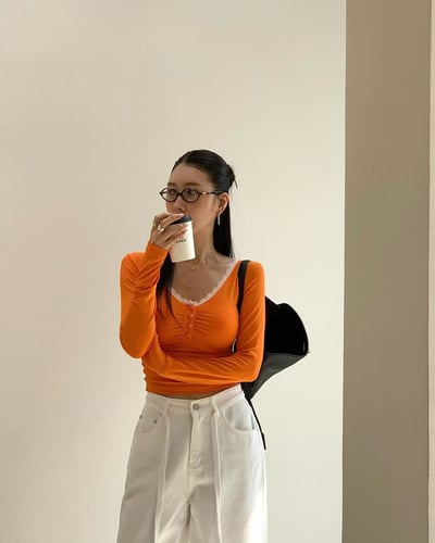 ♡正韓♡蕾絲領抓皺上衣3