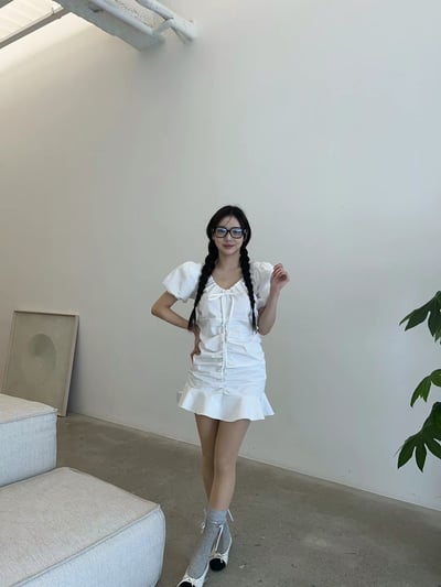 ♡正韓♡澎袖抓皺洋裝5