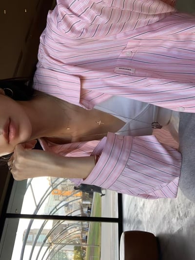 ♡正韓♡口袋直條紋襯衫6
