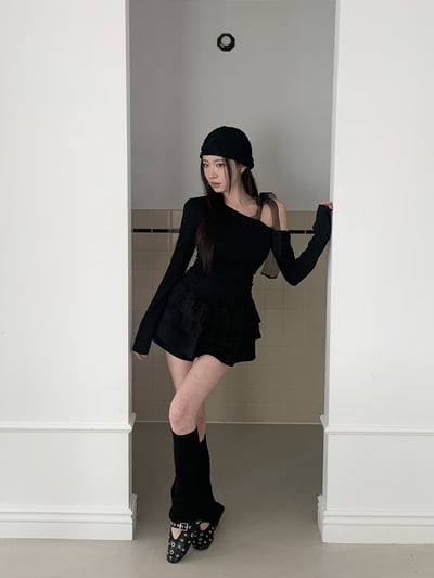 ♡正韓♡斜肩緞帶蝴蝶結上衣6