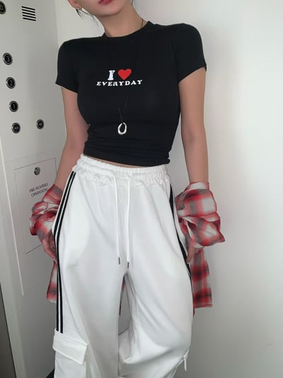 ♡正韓♡我愛每天圓領合身短T5