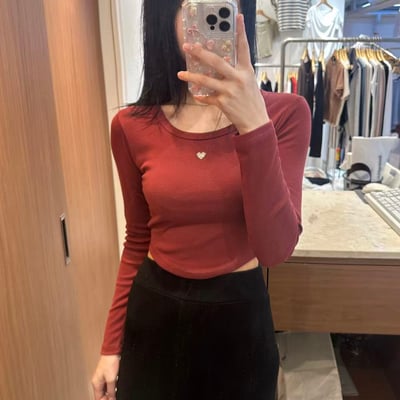 ♡正韓♡愛心鐵標圓領上衣4