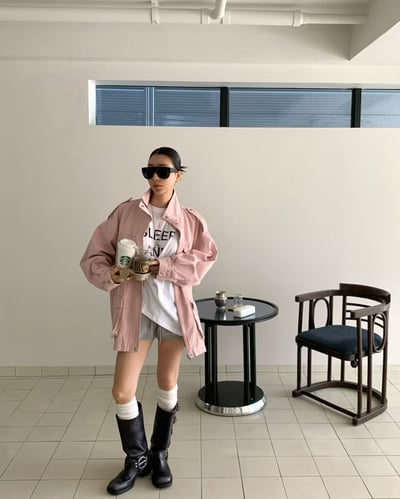 ♡正韓♡縮腰雙邊大口袋風衣外套9