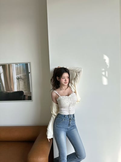 ♡正韓♡小碎花蕾絲兩件式上衣9