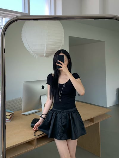 ♡正韓♡後簍空綁帶圓領上衣9