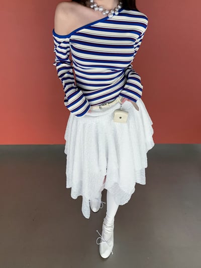 ♡正韓♡斜肩條紋上衣7