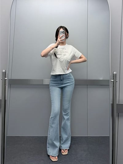 ♡正韓♡長腿修身喇叭牛仔褲1