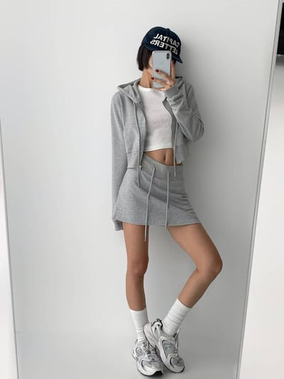 ♡正韓♡歐美休閒百搭鬆緊棉裙6