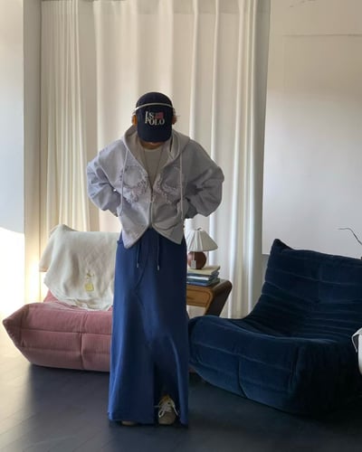 ♡正韓♡鬆緊前開衩棉裙12