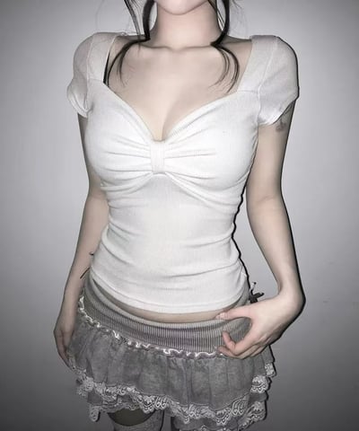 ♡正韓♡微細閃bring蝴蝶結Tee8