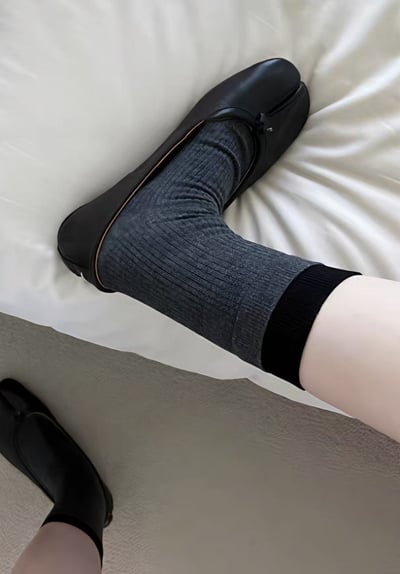 ♡正韓♡拼接坑條棉襪4