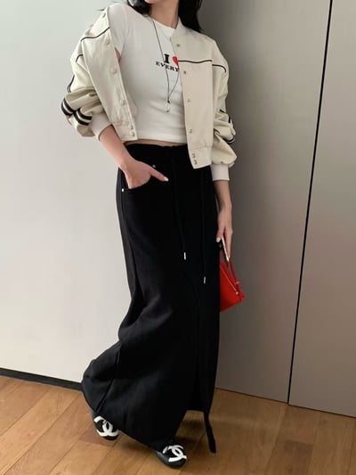 ♡正韓♡鬆緊前開衩棉裙8