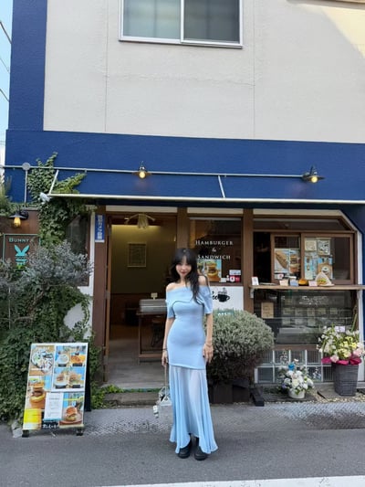 ♡正韓♡拼接紗短袖長洋裝6
