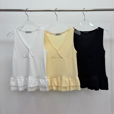 ♡正韓♡交叉下擺荷葉背心上衣9