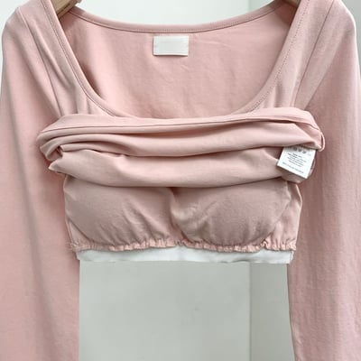 ♡正韓♡無墊肩刺繡U領bra上衣9