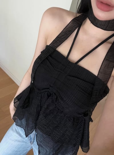 ♡正韓♡初戀綁結傘擺上衣9