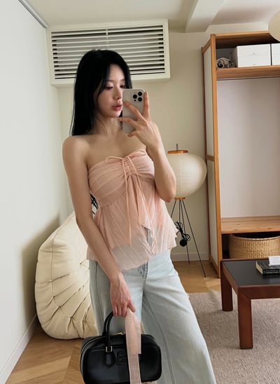 ♡正韓♡初戀綁結傘擺上衣3