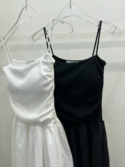 ♡正韓♡拼接有bra連身細肩帶洋裝9