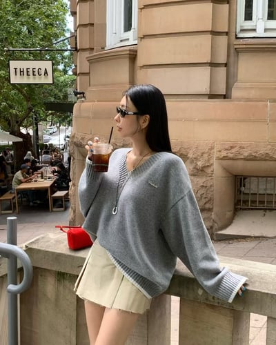 ♡正韓♡斜紋布挺版打褶褲裙3