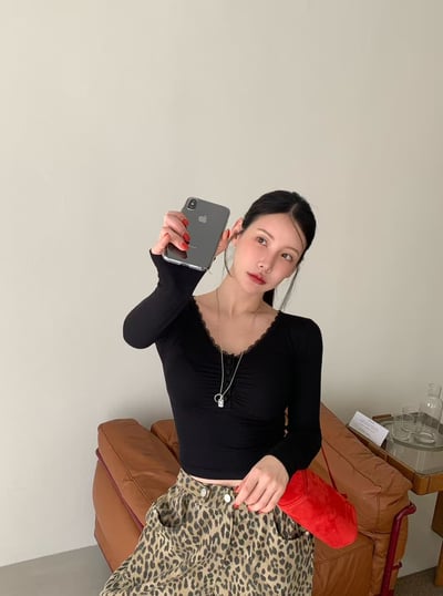 ♡正韓♡蕾絲領抓皺上衣9