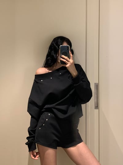 ♡正韓♡卯丁點斜肩休閒短褲套裝10