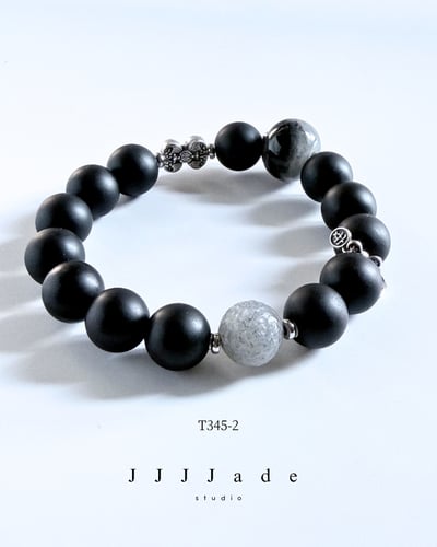 T345 一念 | 和田玉墨玉手串13