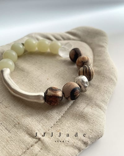 T212 靜軸 |  和田玉黃口+印尼貢木手串4