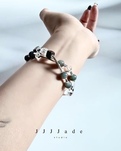 T346 凝點 | 和田玉籽料青花雙圈手串6