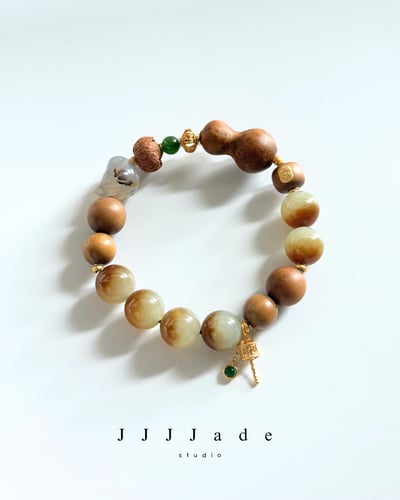 T329 瑱珀 | 和田玉糖白手串1