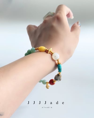 T334 祈印 | 和田玉且末藍手串6