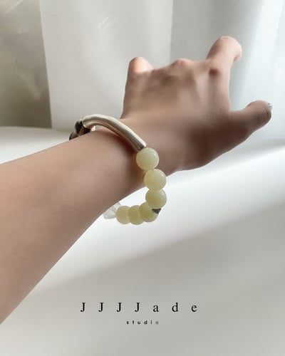 T212 靜軸 |  和田玉黃口+印尼貢木手串6