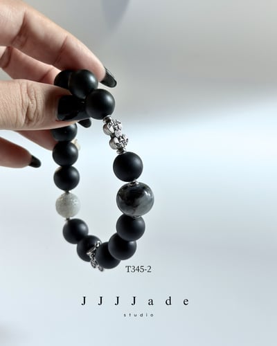 T345 一念 | 和田玉墨玉手串16