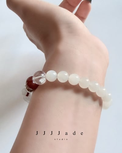 T294  賑早見琥珀主 |和田玉白玉手串7