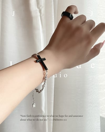 X42 奧瑟 |十字架手鍊 |黑青8