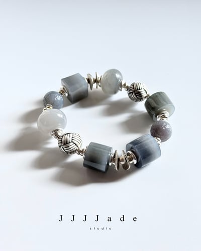 T316  霧域 | 和田玉烟紫手串1