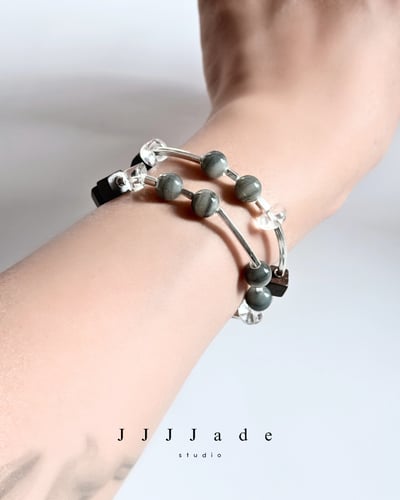 T346 凝點 | 和田玉籽料青花雙圈手串5