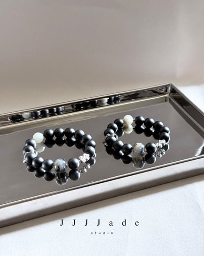 T345 一念 | 和田玉墨玉手串2