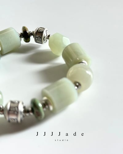 T330 佀霽 | 和田玉翠青手串6